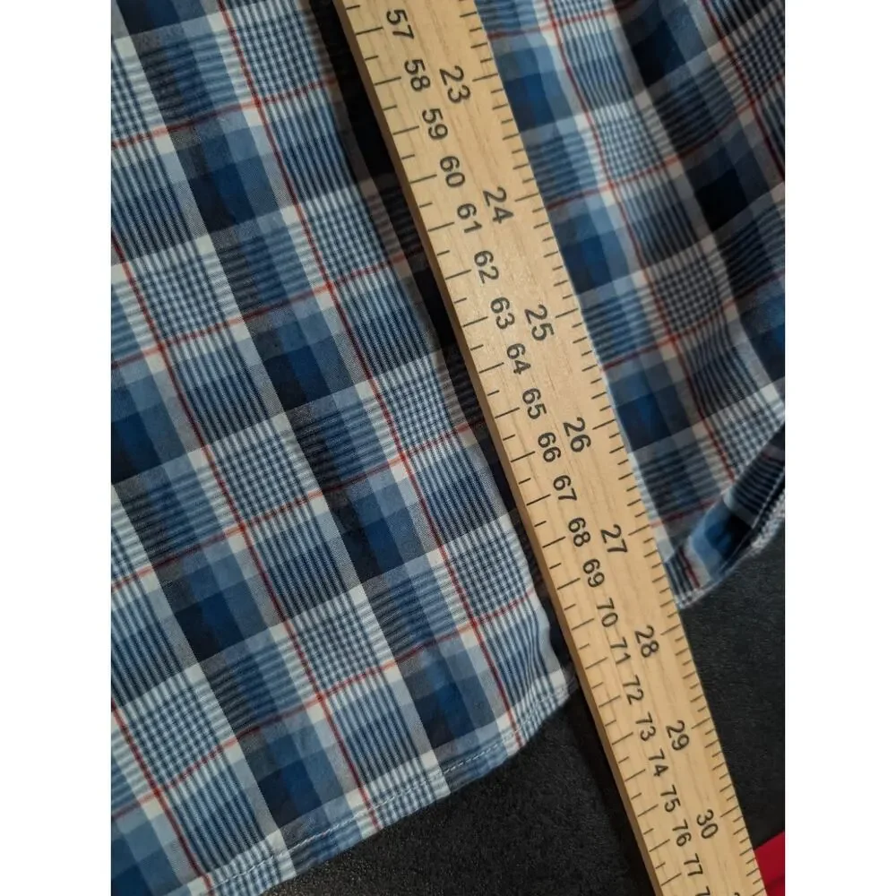 Banana Republic Men’s Size Large Long Sleeve Button Checkered Plaid Shirt Blue